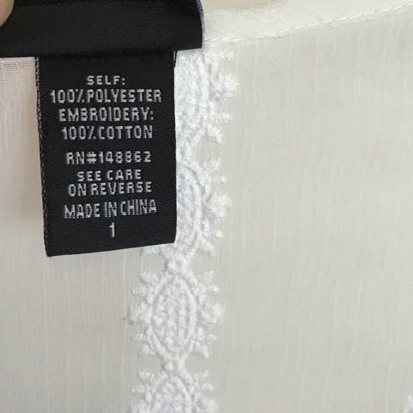 TORRID White Embroidered Blouse Sheer 3/4 Sleeves Women’s Plus Size 1X - Picture 7 of 16